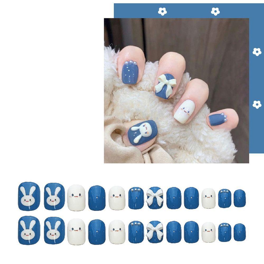 OCEANMAP Bộ Móng Tay Giả Ngắn Họa Tiết Hoạt Hình 3D Xinh Xắn