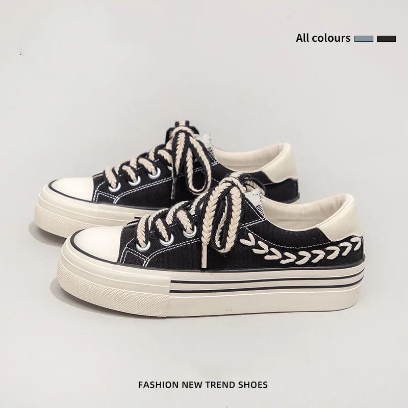 Giày Thể Thao Canvas Đế Dày Đính Tai Lúa Mì Phong Cách Mới Cho Nữ