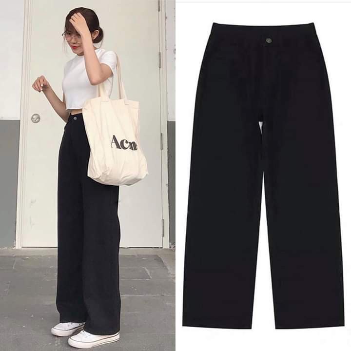 Quần cul vải dáng dài cạp khóa cúc