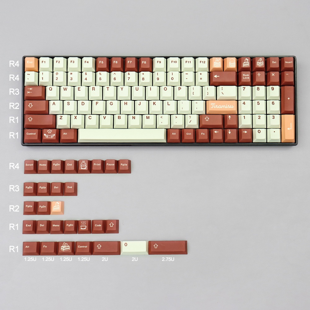 Keycap GMK Tiramisu 129 nút cấu hình cherry in nhiệt dành cho bàn phím cơ
