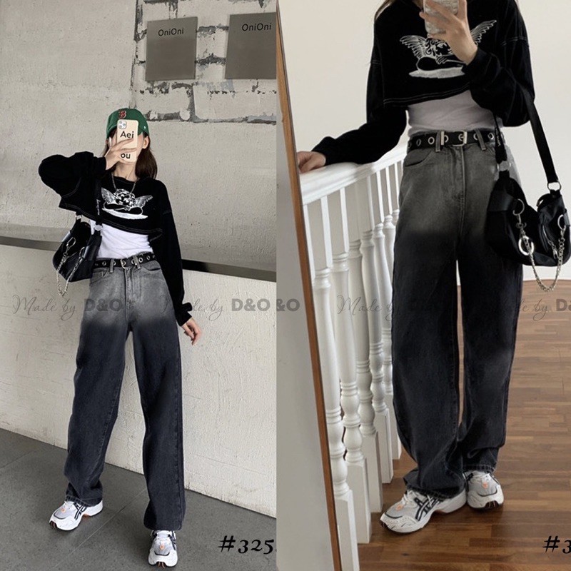 QUẦN JEAN NAM/NỮ ỐNG RỘNG Dáng Suông Dài Chuẩn 105cm- Lưng Siêu Cao Qua Eo, Không Giãn, Phối Màu Thời Trang