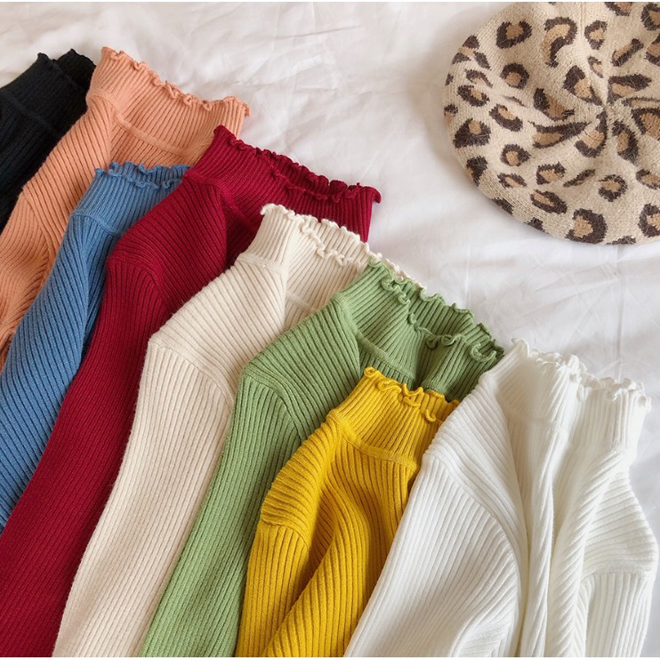 Áo sweater dệt kim màu trơn tay dài xinh xắn cho nữ | BigBuy360 - bigbuy360.vn