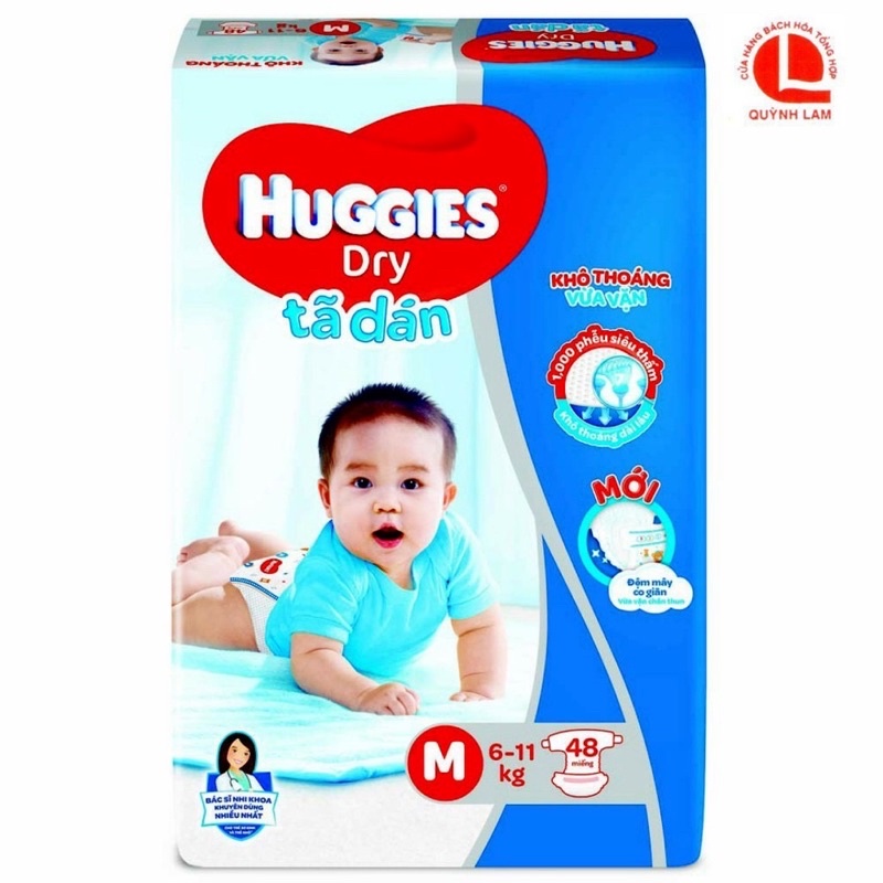 Tã dán Huggies Dry Size M - 48 Miếng