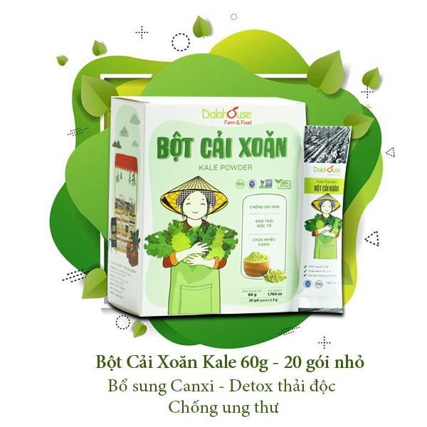 BỘT CẢI XOĂN KALE DALAHOUSE BỔ SUNG CANXI TĂNG ĐỀ KHÁNG THẢI ĐỘC PHÒNG NGỪA UNG THƯ - KALE60