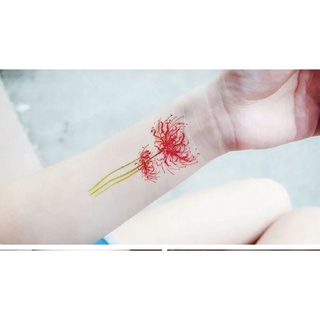 Hình xăm dán cành và hoa bỉ ngạn M-765 10x6cm