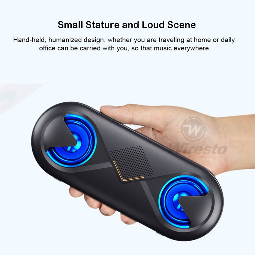 Loa Bluetooth Wiresto Di Động Âm Thanh Siêu Trầm/Nổi 3D Hỗ trợ FM TF AUX