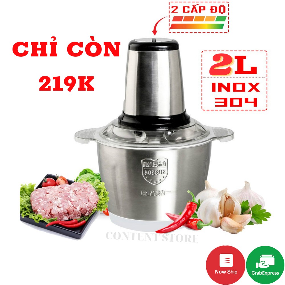 Máy Xay ThịtFREE SHIPMáy xay sinh tố cầm tay Cối Inox 4 Lưỡi Đa Năng,Công suất 250W xay thịt, tỏi ớt, rau củ quả.