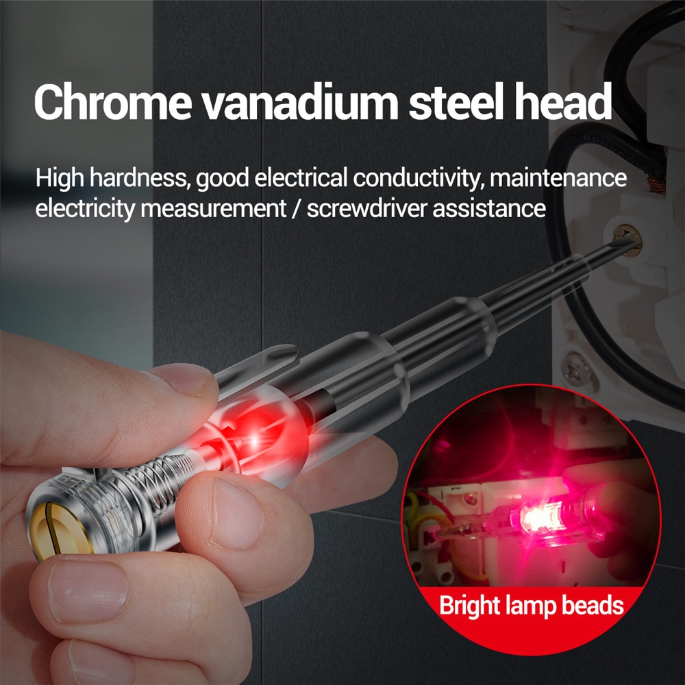 AIDEEPEN Bút thử điện B09 70-250V kiểu tua vít đầu dẹt có đèn đa năng tiện lợi