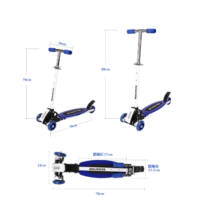 Xe Scooter trẻ em ba bánh an toàn giá rẻ chắc chắn thích hợp đi du lịch bỏ cốp xe trượt cho bé gâp gọn