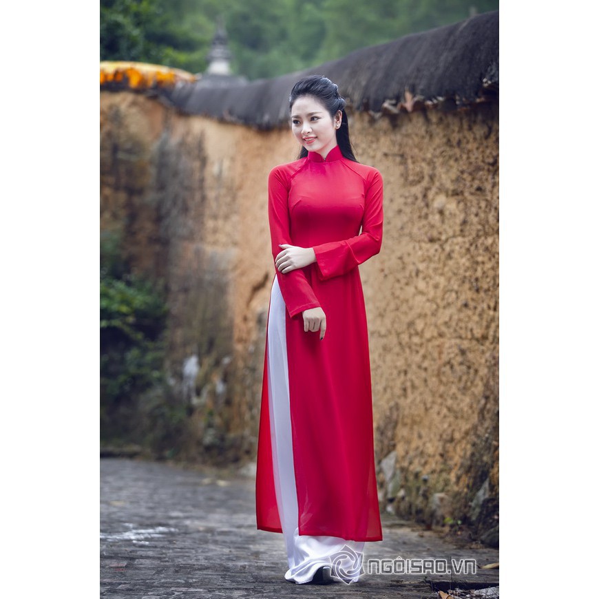 Áo dài đỏ ⚡ FREESHIP ⚡ Áo dài lụa màu đỏ dáng truyền thống | BigBuy360 - bigbuy360.vn