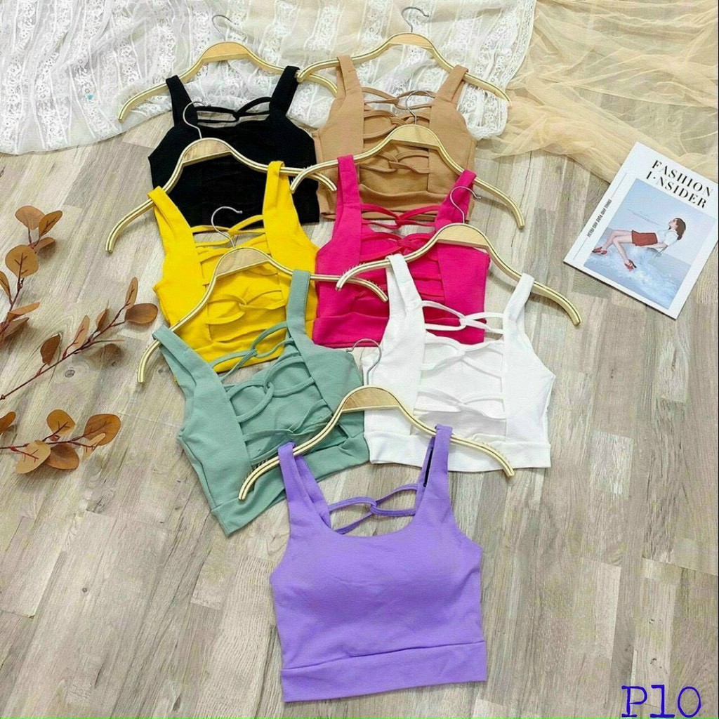 Áo kiểu croptop hai dây kèm mút ngực , đan dây lưng cực xinh , chất hun thái dày dặn mềm mịn