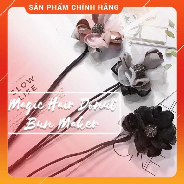 Dụng cụ búi tóc có hoa- Thanh buộc tóc HỒNG
