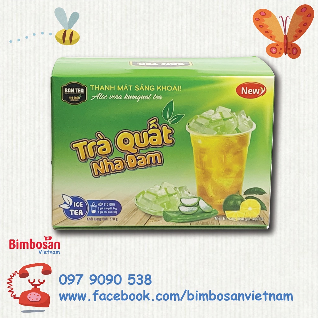 Trà Quất hòa tan kèm thạch Nha Đam Bản Tea hộp 5 set 270g