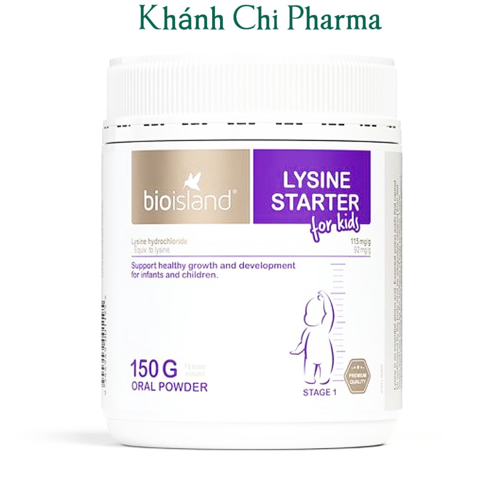 Bột uống Lysine starter lọ 150g (Bioisland Úc). Hỗ trợ phát triển chiều cao cho bé từ 6 tháng tuổi.
