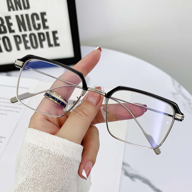 Kính mát CHARMRAY gọng vuông kim loại thời trang cho nam nữ kèm phụ kiện