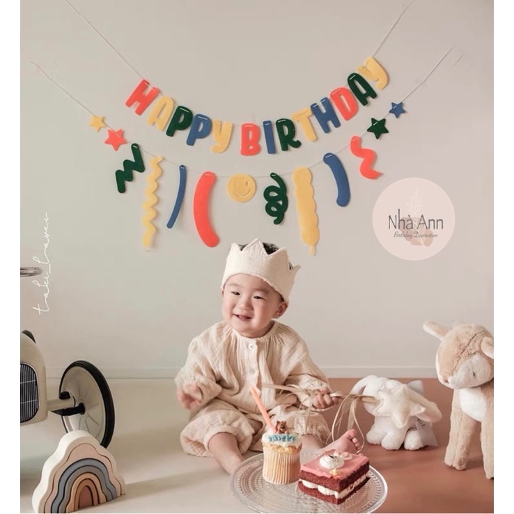 Set Cờ Trang Trí Sinh Nhật Phong Cách Hàn Quốc - Nhà Ann