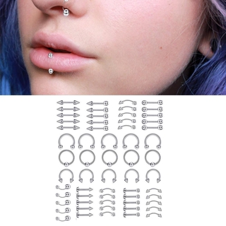 chiche.vn+60 Pack Mix Set Tattoo Piercing Mix Set Stainless Steel Lip Nail Brow Nail Nails
