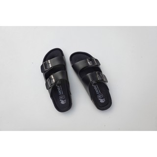 Dép đôi nam nữ Lacda đế trấu B08 Full đen