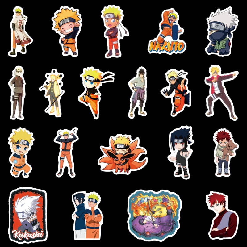 Set 50 sticker bằng pvc chống thấm nước in họa tiết Graffiti anime Naruto độc đáo trang trí đàn guitar/vali