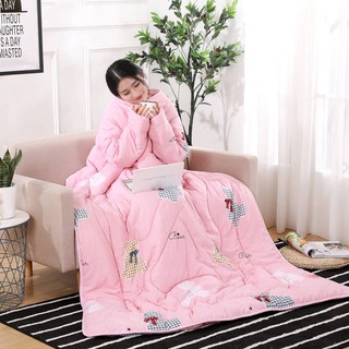 Chăn bông dày dặn ấm áp đa năng có ống tay tiện lợi
