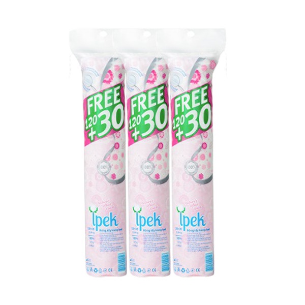 Bông Tẩy Trang Ipek Thổ Nhĩ Kì Cotton 100% Chính hãng 120+30 Miếng
