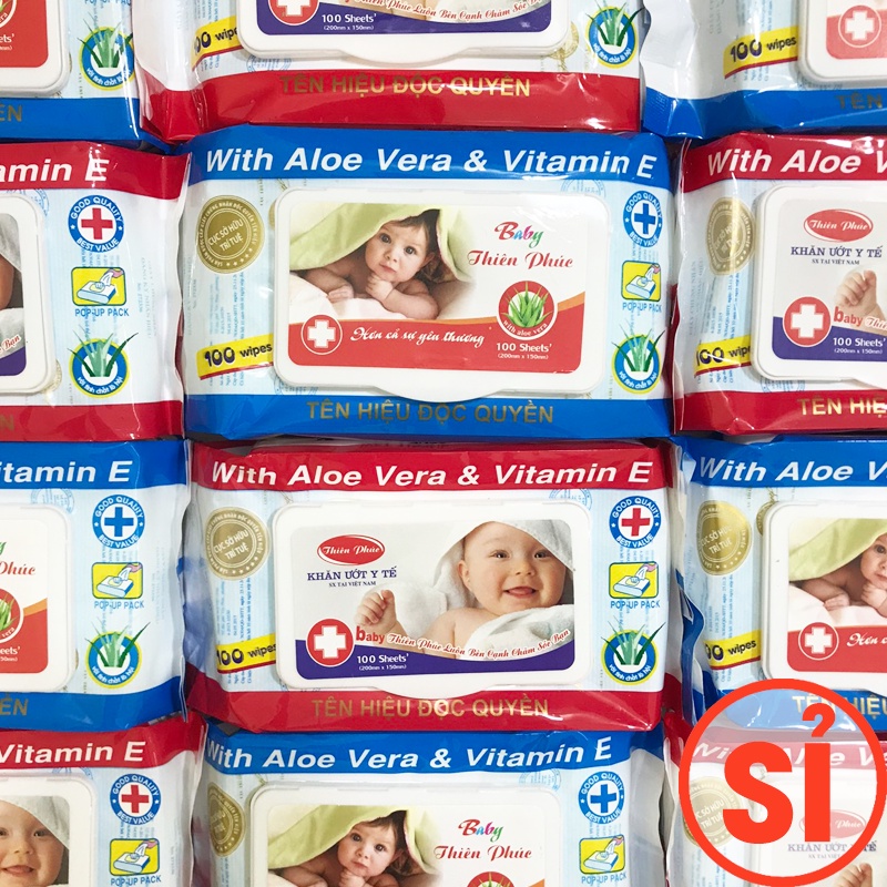 Khăn ướt BABY THIÊN PHÚC 100 tờ không mùi chuẩn chính hãng