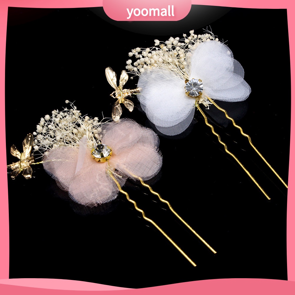 Kẹp tóc họa tiết chuồn chuồn đính đá đơn giản xinh xắn cho nữ