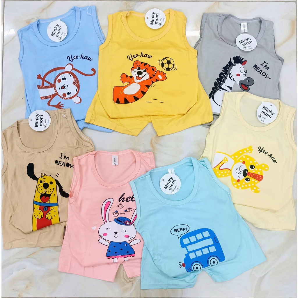 Bộ thun lạnh balo in hình thú ngộ nghĩnh cho bé từ 6-17kg