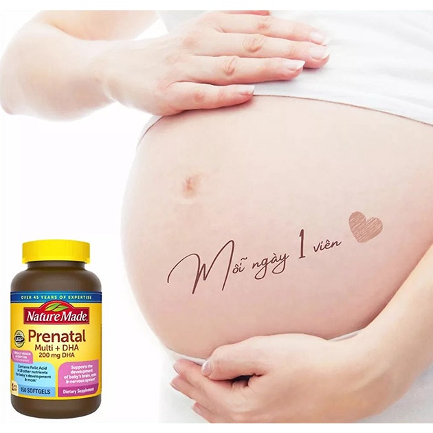 Vitamin bà bầu Prenatal + DHA 200mg Nature Made 90 viên, 150 viên của  Mỹ