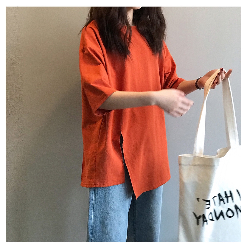 Áo Thun Nữ Tay Ngắn Xẻ Tà