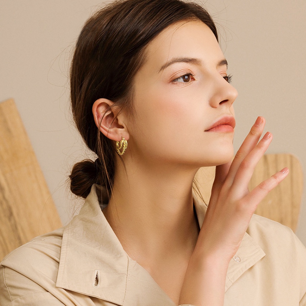 Vnox Khuyên Tai Dạng Chuỗi Xoắn Bằng Thép Không Gỉ Màu Vàng Thời Trang Cho Nữ