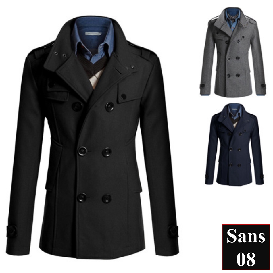 Áo dạ nam hàn quốc dáng ngắn Sans08 blazer mangto dáng vừa đen xám khoác bigsize cỡ lớn 2XL XXL 80KG 3XL XXXL 4XL 90KG