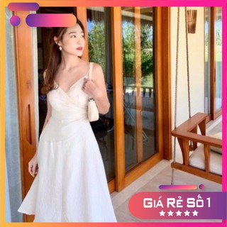 [ BAO ĐẸP ❤VIDEO THẬT ] Đầm 2s chéo trắng [ CÓ SẴN ]