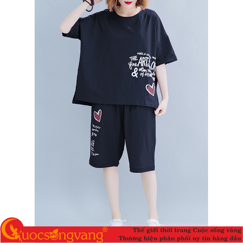 Bộ đồ nữ over size set đồ nữ cotton phom rộng GLSET043 Cuocsongvang