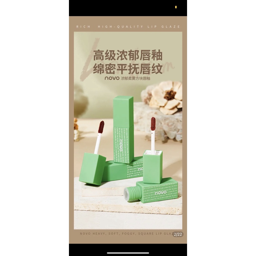 Son kem Novo xanh hiệu ứng tráng gương mềm mịn môi Chính Hãng có ảnh thật shop chụp