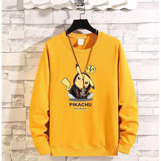 Áo Thun Dài Tay-Nam Nữ PIkachu Chất Da cá dày 5 Màu Phong Cách Hàn Quốc