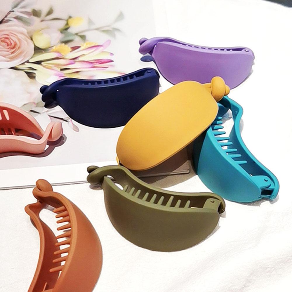 Kẹp Tóc Hình Quả Chuối Màu Trơn Thanh Lịch Cho Nữ WMES15H