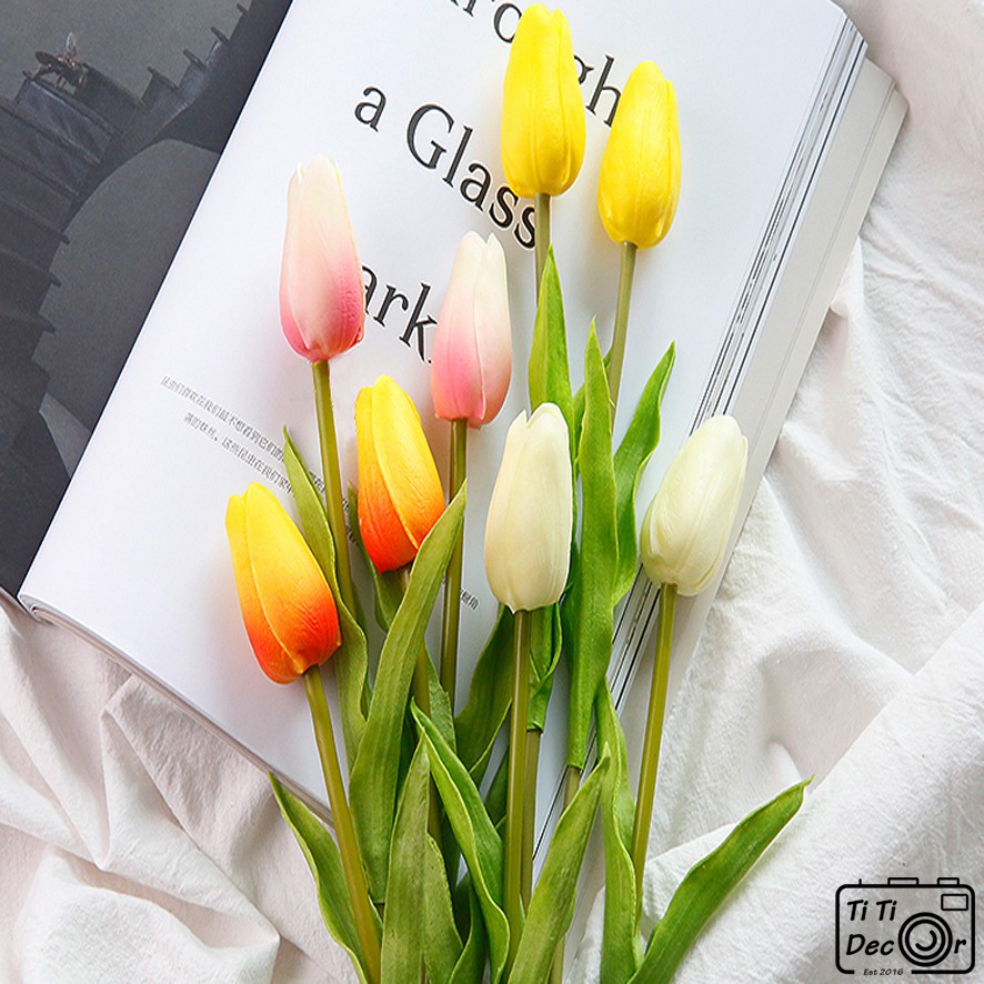 Hoa tulip trang trí chụp ảnh, decor nhà cửa, cửa hàng
