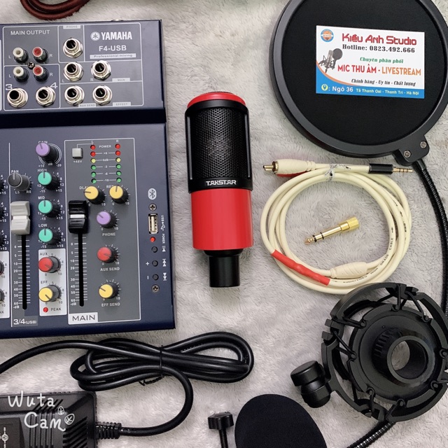 Bộ combo thu âm livestream Takstar PC K320 chính hãng và suondcard mixer f4 yamaha blutooth full phụ kiện