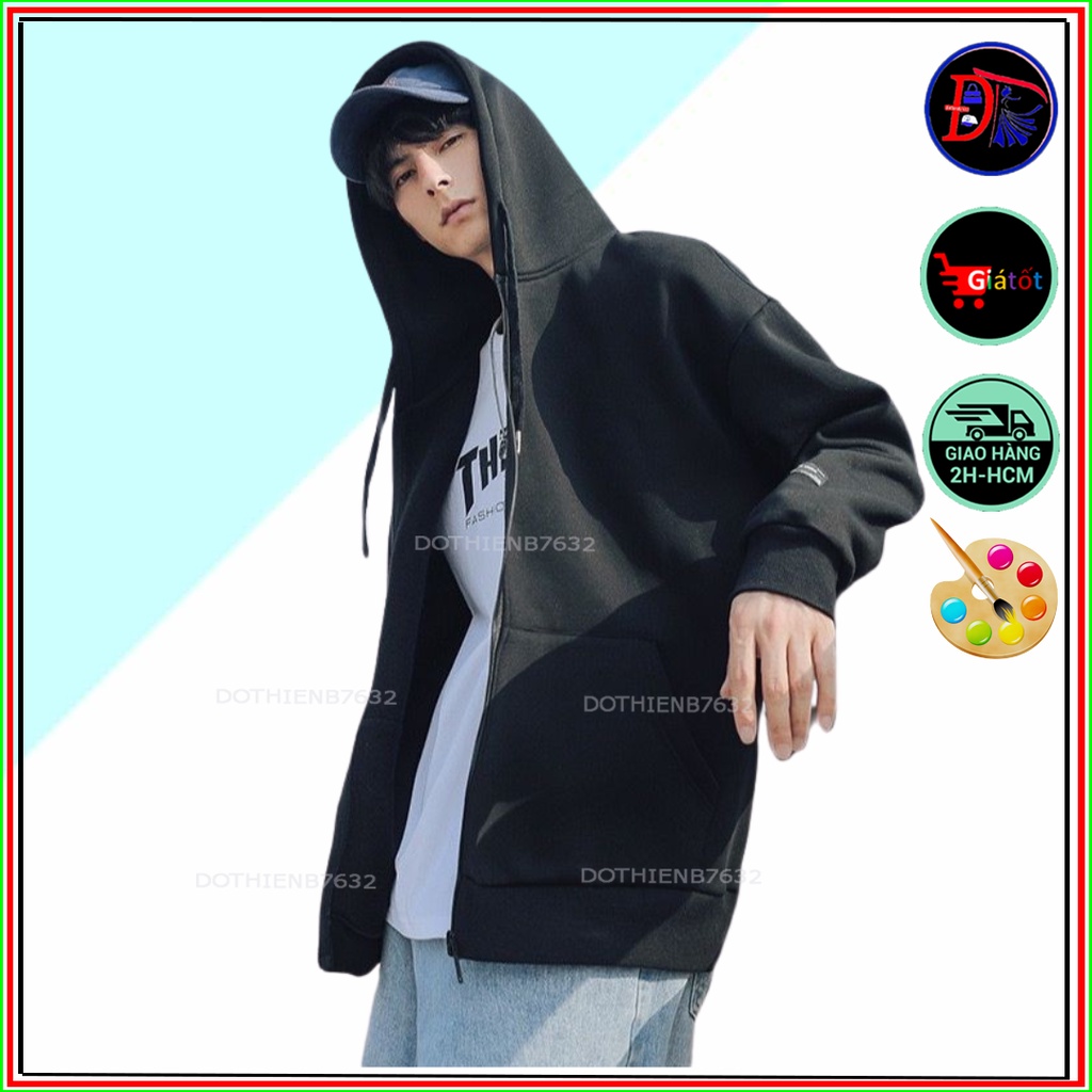 [ VẢI NỈ - SIÊU ĐẸP ] Áo Khoác hoodie form rộng Đen Khoá Kéo Siêu Hot 2023 dành cho nam và nữ BỎ SỈ