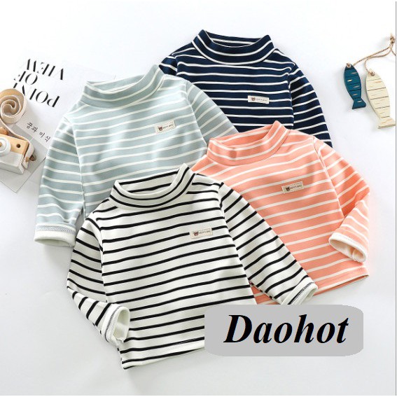(Quảng Châu) Áo LÓT LÔNG. NỈ BÔNG Kiểu 2 , dài tay, kẻ ngang, áo giữ nhiệt cho bé (MB.Q009)