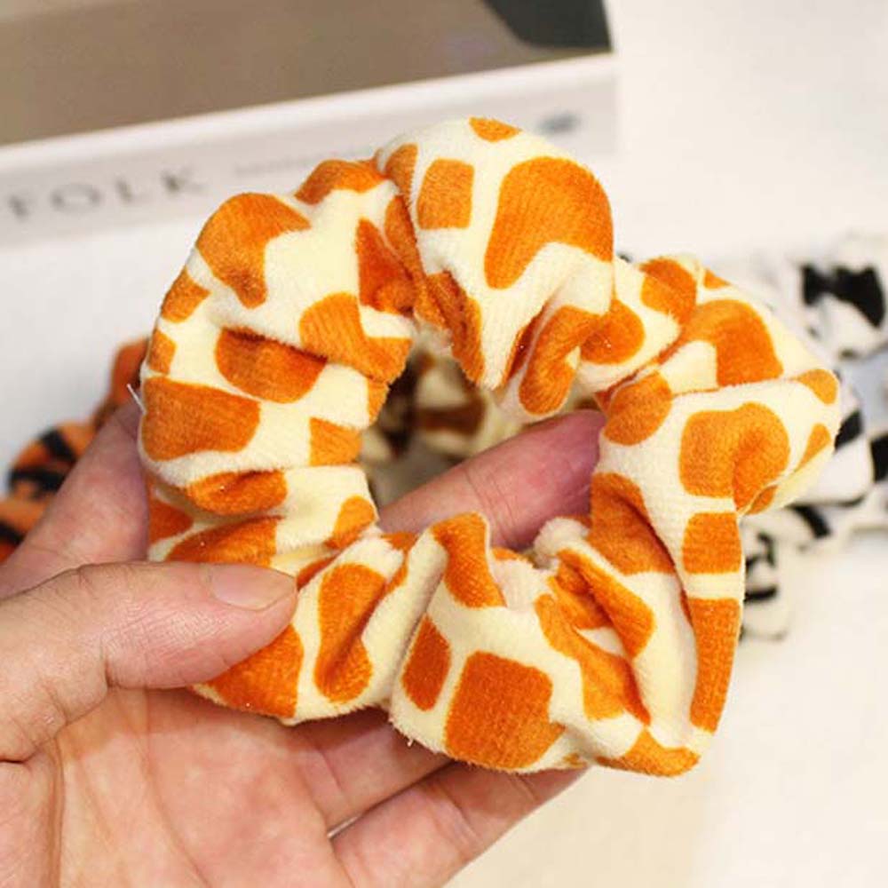 Dây Buộc Tóc Vải Nhung Họa Tiết Da Báo / Hươu Cao Cổ Thời Trang