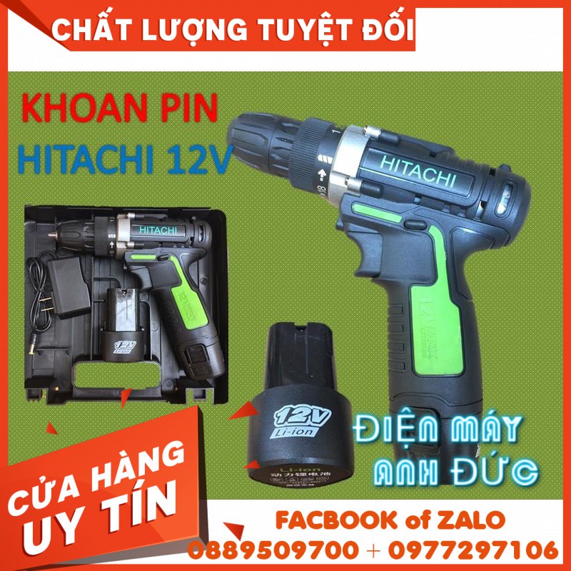 Máy khoan dùng pin Hitachi 12v 2 pin [ SHOP ANH ĐỨC ]