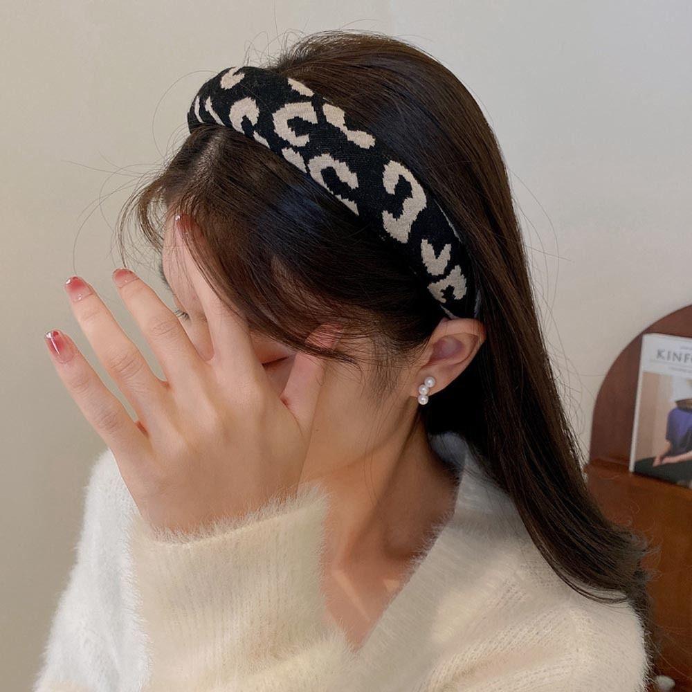 Băng Đô Cài Tóc Bản Rộng Không Trượt In Họa Tiết Da Báo Dành Cho Cô Dâu