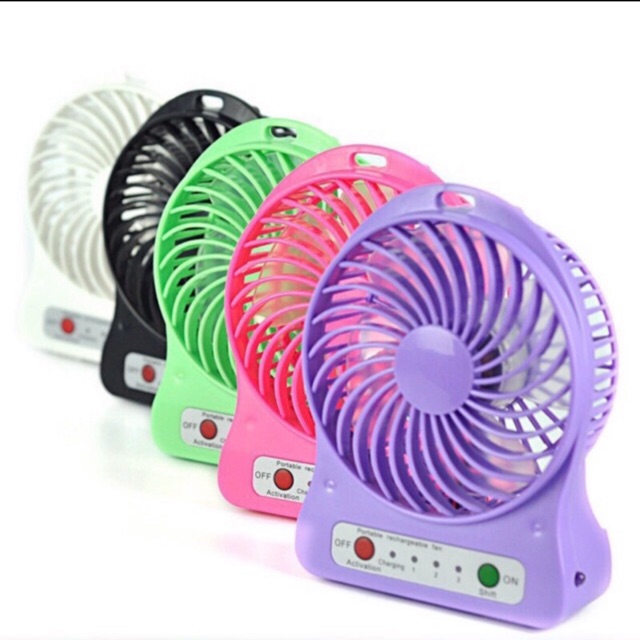 Sỉ 10 Quạt Mini Để Bàn Bin Sạc-Có Đèn