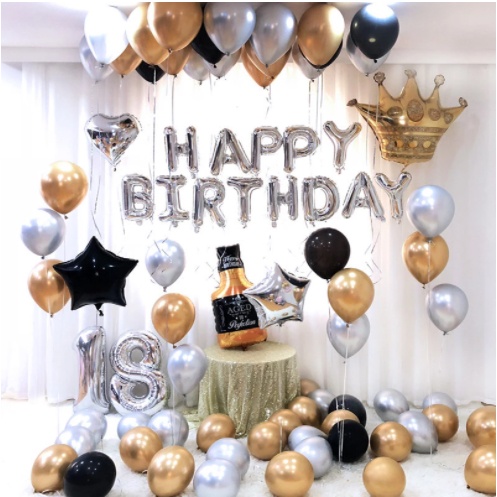 Set bóng siêu nhũ trang trí sinh nhật sang trọng thích hợp cho mọi lứa tuổi