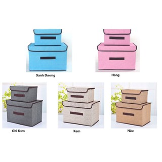 Sét 2 túi vải đựng đồ khung cứng phong cách hàn quốc cho gia đình bạn