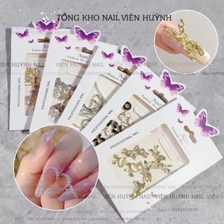 Charm gấu nơ kim loại gắn móng nail