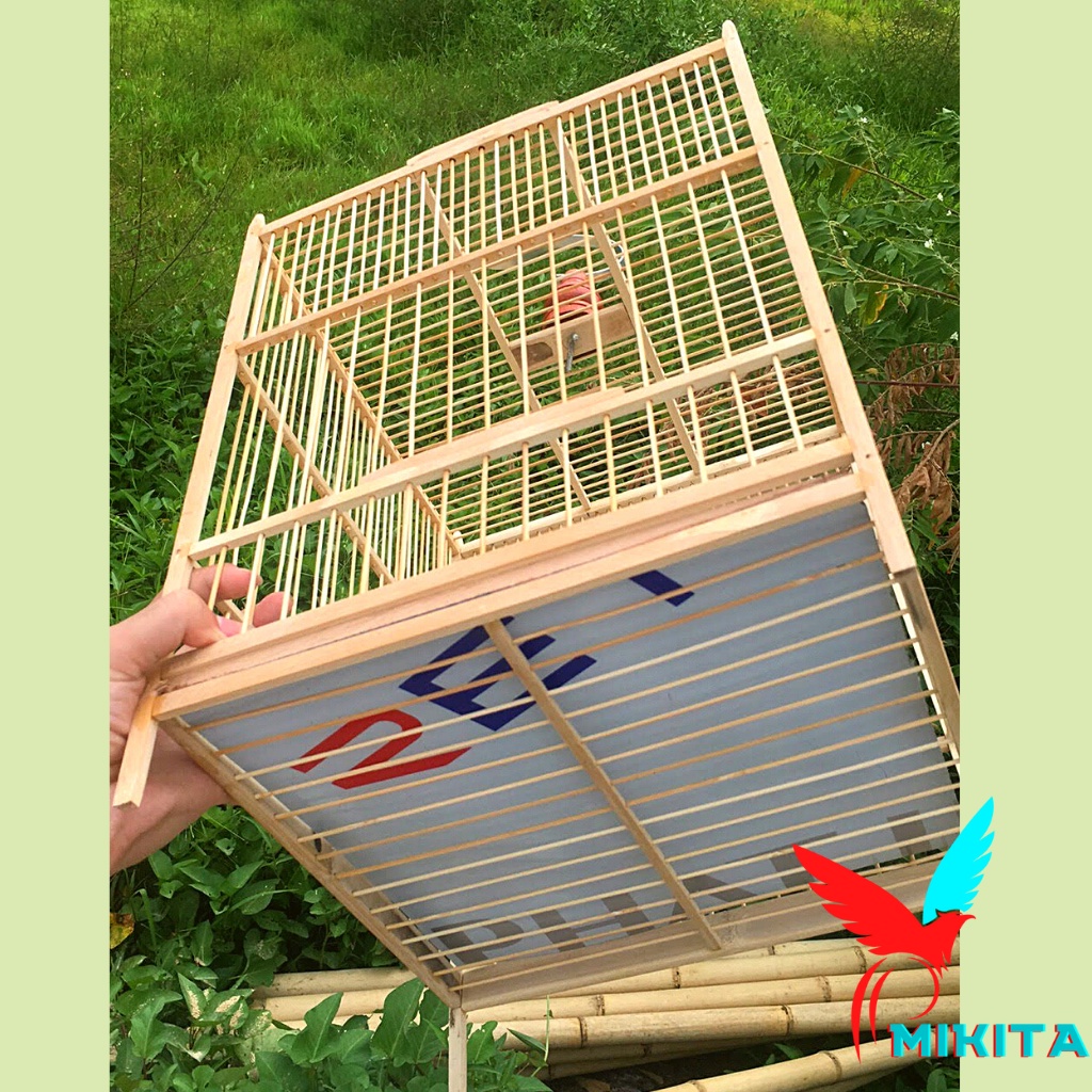 Lồng chim chào mào  Lồng chim vuông chào mào MIKITA ép bổi hàng trúc già đẹp giá rẻ kèm phụ kiện