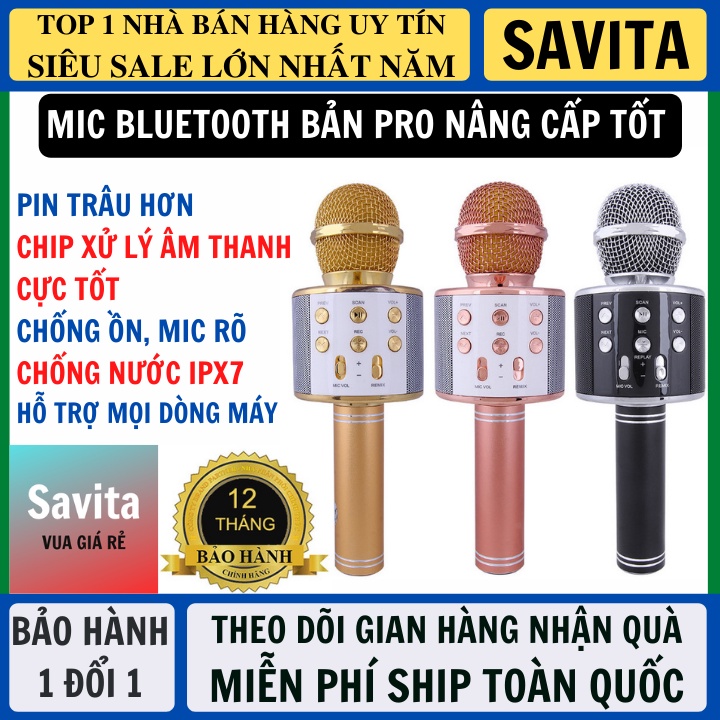 Micro Không Dây Bluetooth Bản Nâng Cấp Mới Xử Lý Âm Thanh Mượt Mà Bảo Hành 12 Tháng